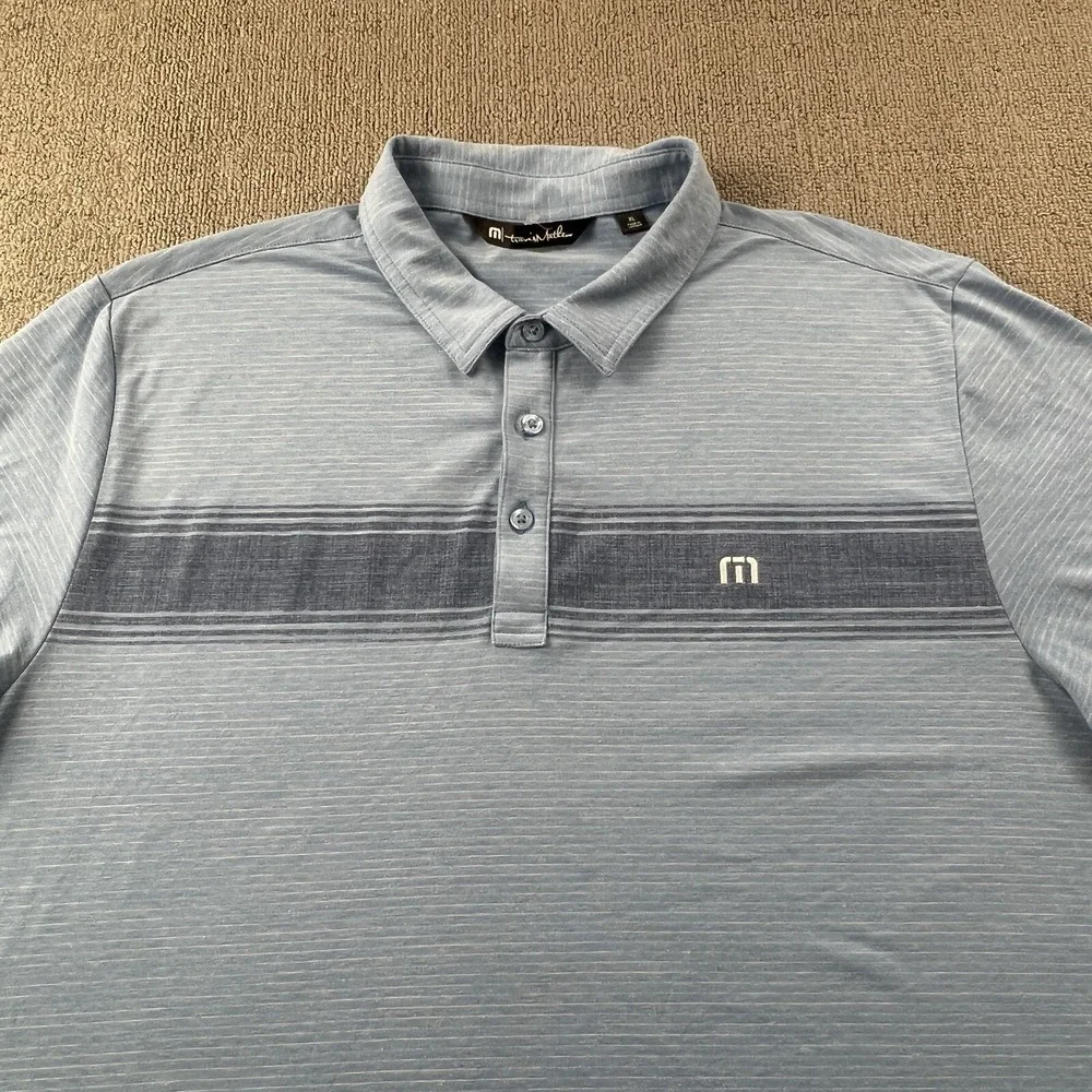 Travis Mathew Polo Shirt Extra Large Blue Short Sleeve Golfing Casual Mens